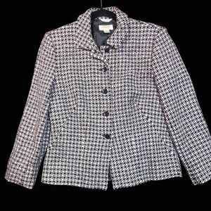 Talbots 100% Wool Black And White Blazer Size 8 Petite